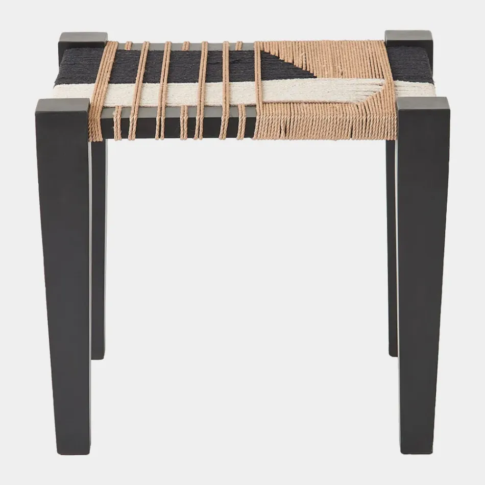 Fiori Black/White/Natural Jute Stool