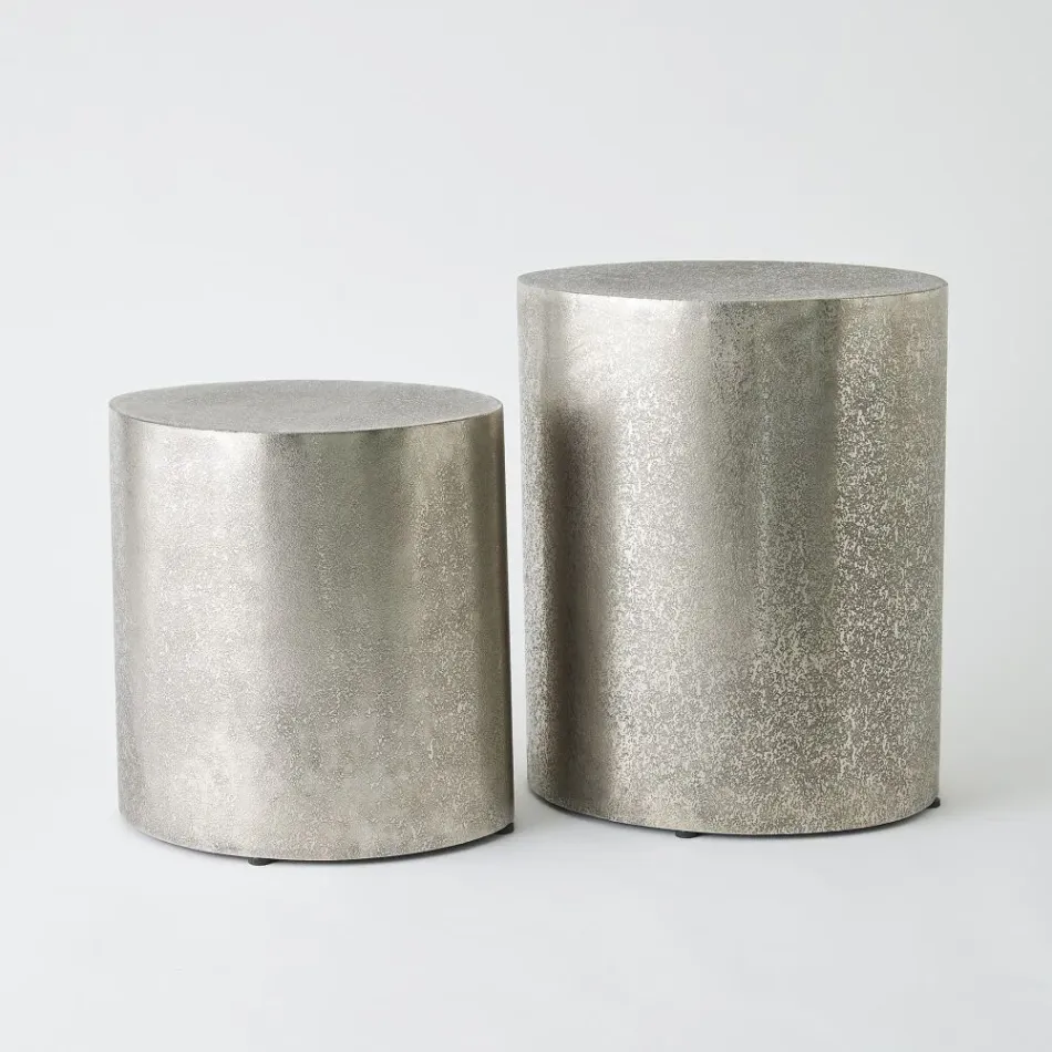 Arwen Antique Nickel Texture Drum Table