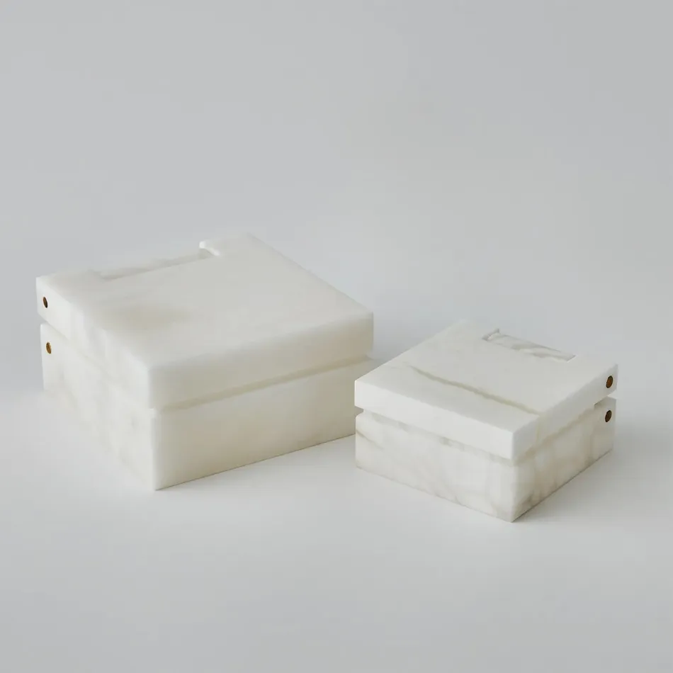 Hinged Alabaster Box - White