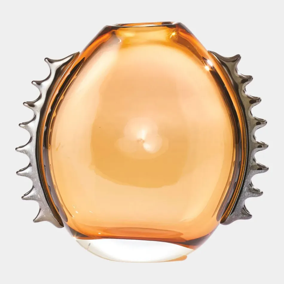 Flamer Amber/Black Vase 12"H x 4"W x 12"D