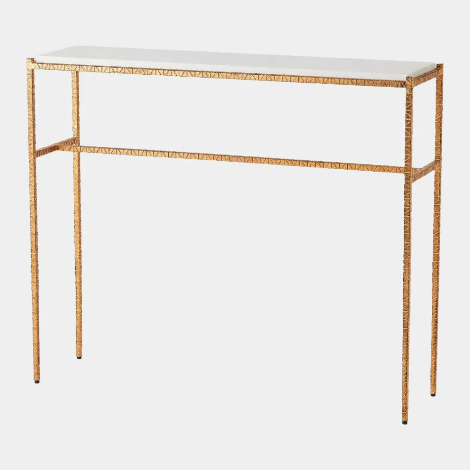 Shadrach Gold Leaf Cut Iron Console Table