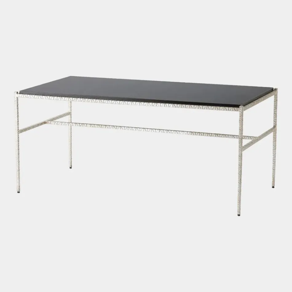 Shadrach Silver Leaf Cut Iron Cocktail Table