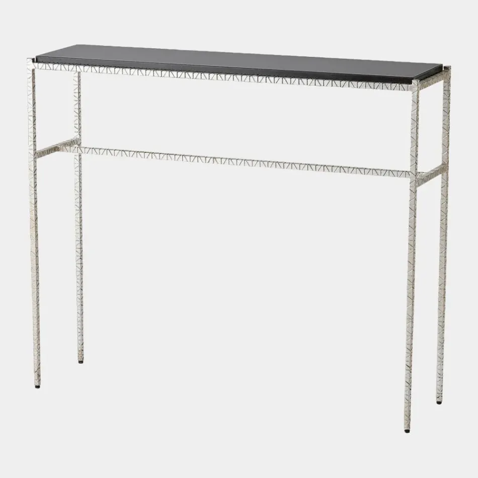 Shadrach Silver Leaf Cut Iron Console Table