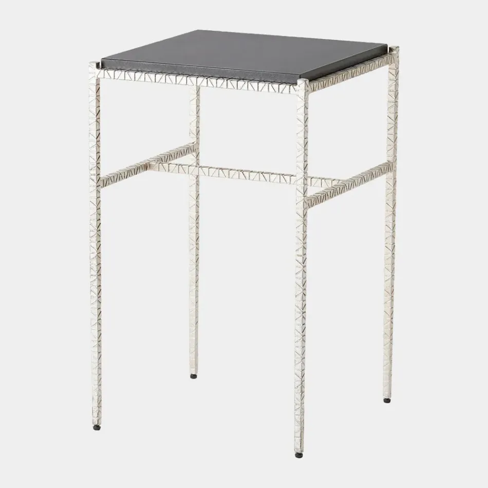 Shadrach Silver Leaf Cut Iron Side Table