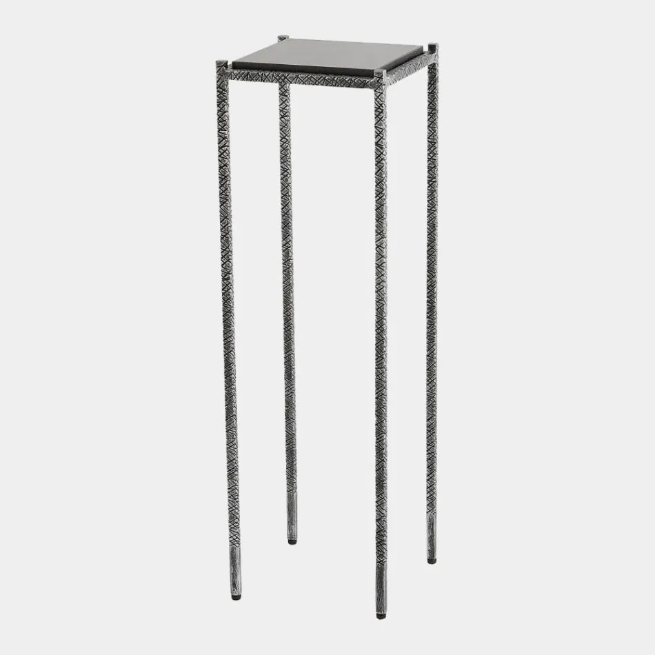 Shadrach Silver Leaf Cut Iron Accent Table