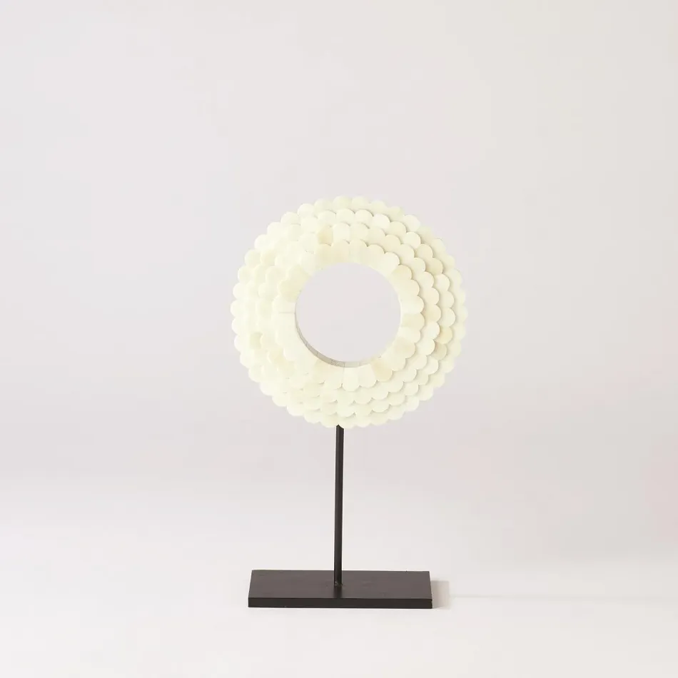 Four Layer Bone Scalloped Mounted Ring W