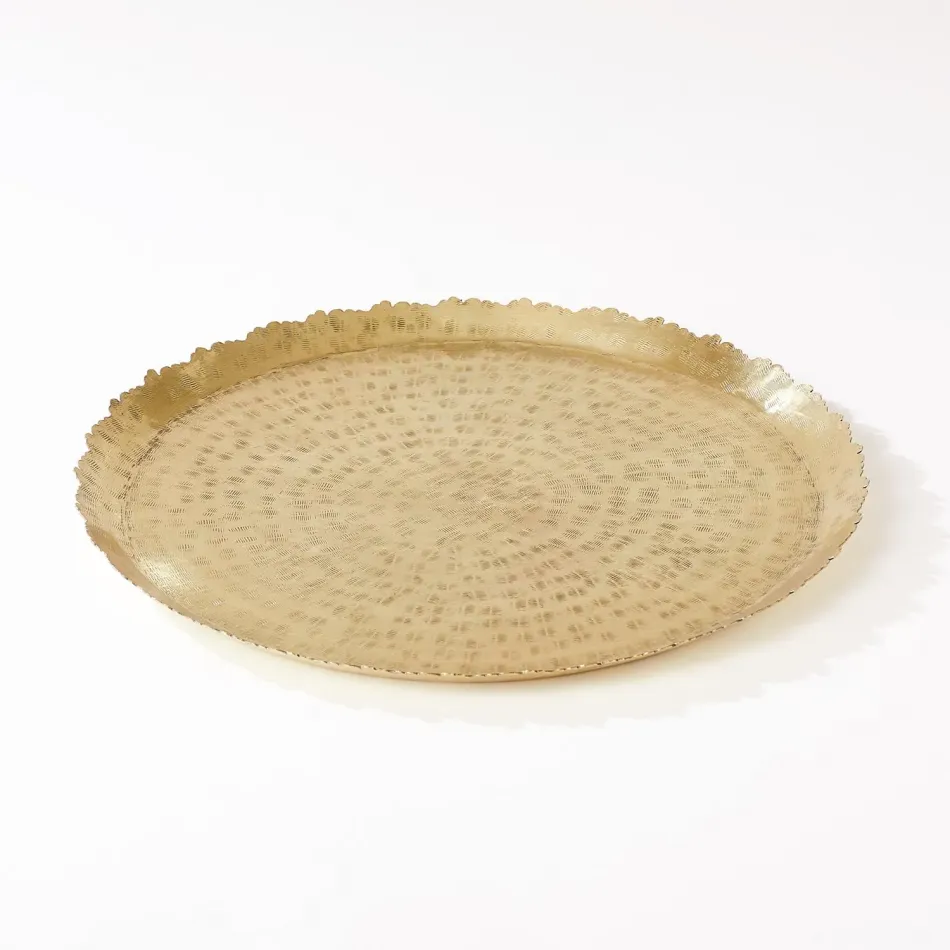 Hammered Round Tray Brass