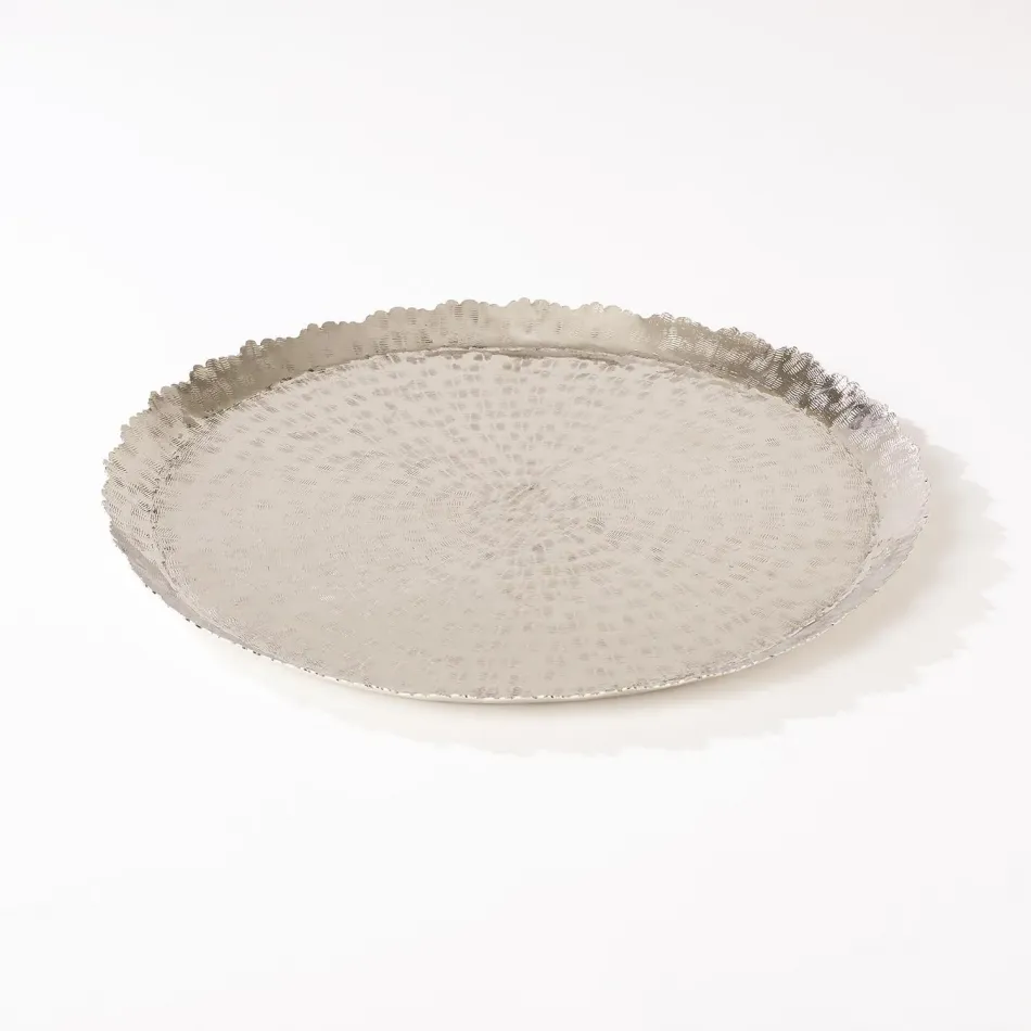 Hammered Round Tray Nickel