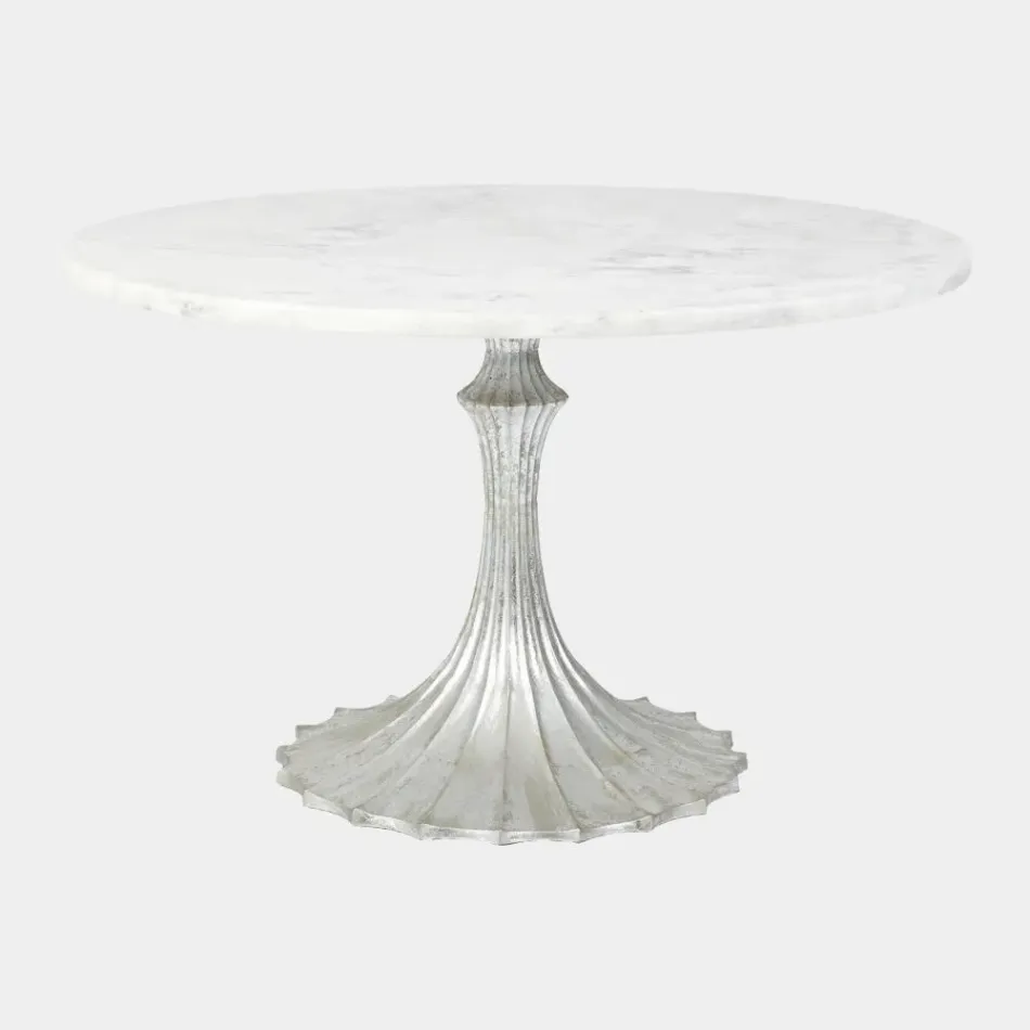 Landry Silver Base Flute Table 48" Marble Top-26"