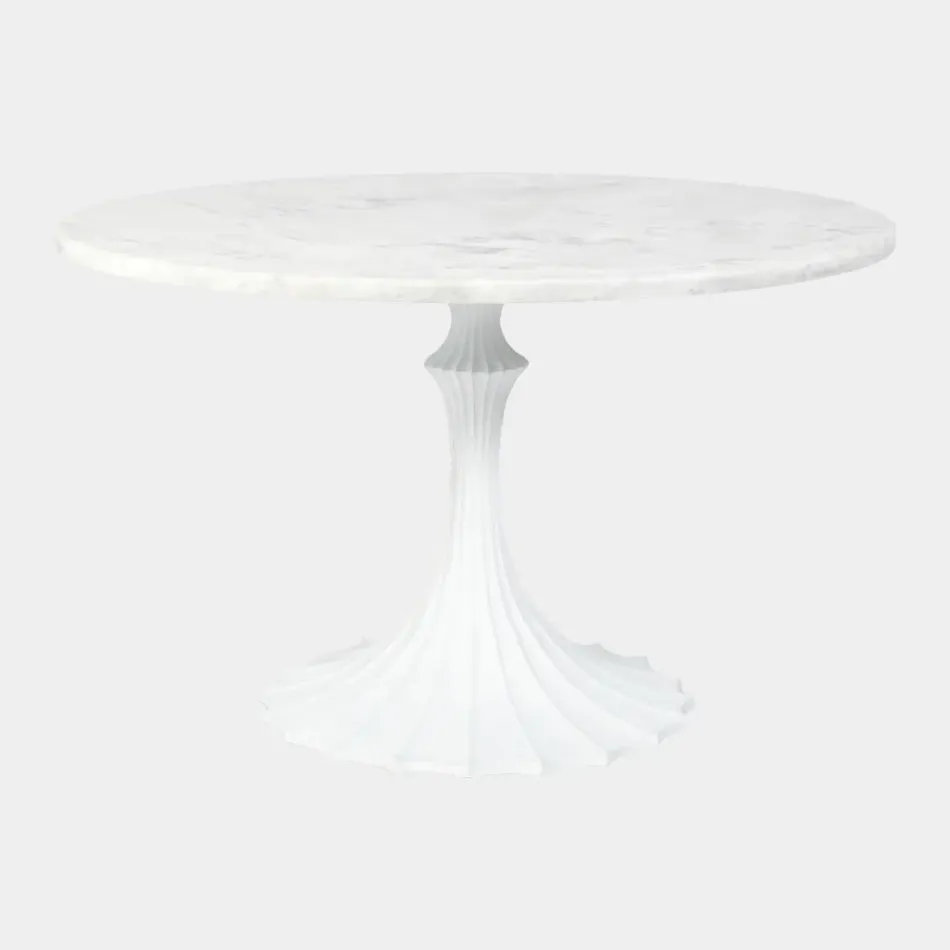 Landry White Base Flute Table 48" Marble Top-34"