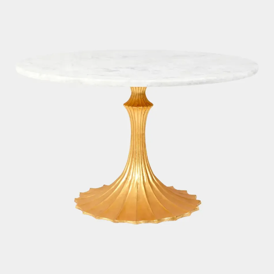 Landry Gold Base Flute Table 48" Marble Top-26"