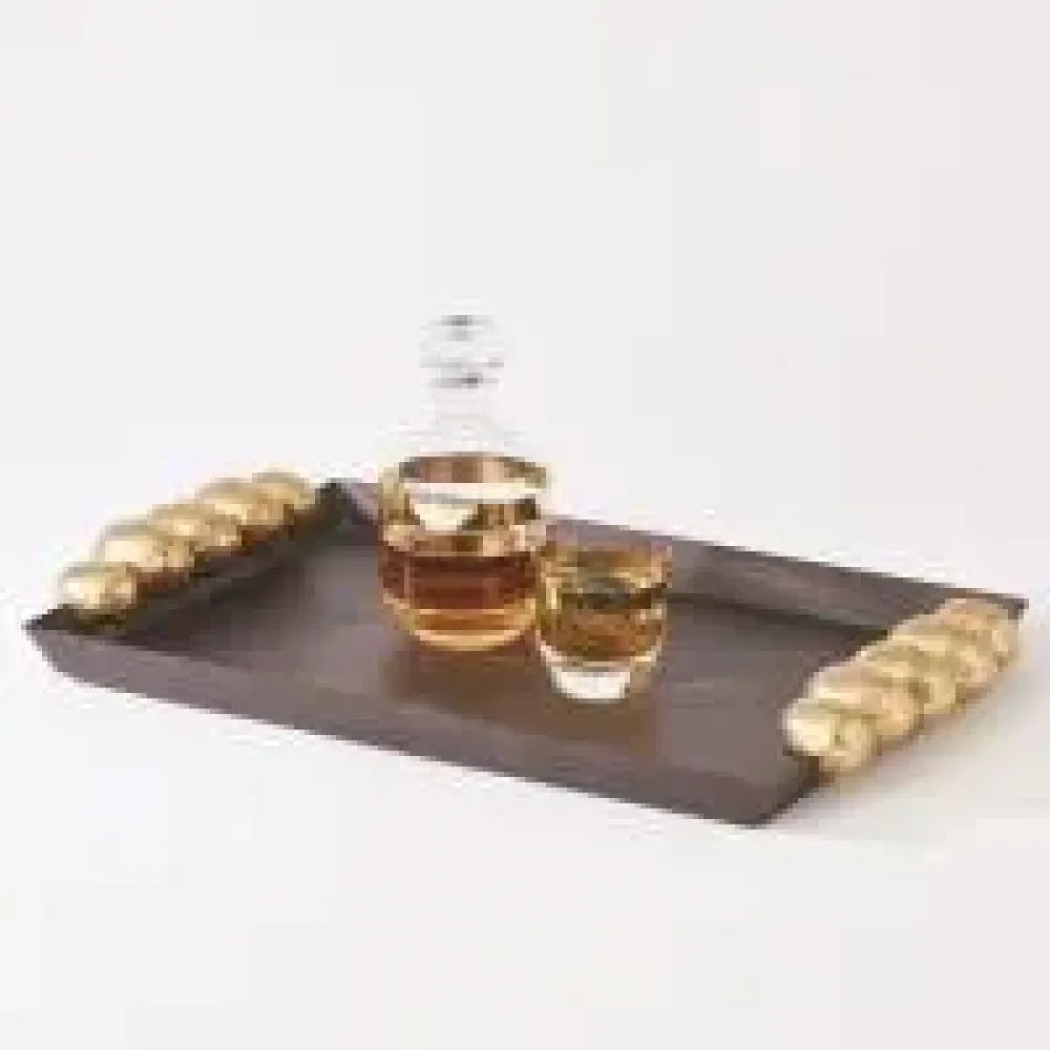 Pebble Tray Bronze w/Gold Leaf Handles