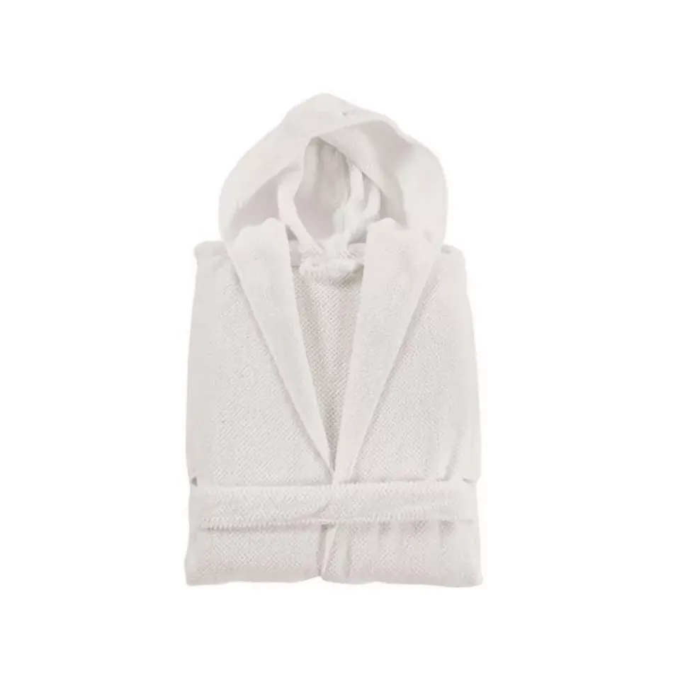 Bee Waffle White Hooded Bathrobe