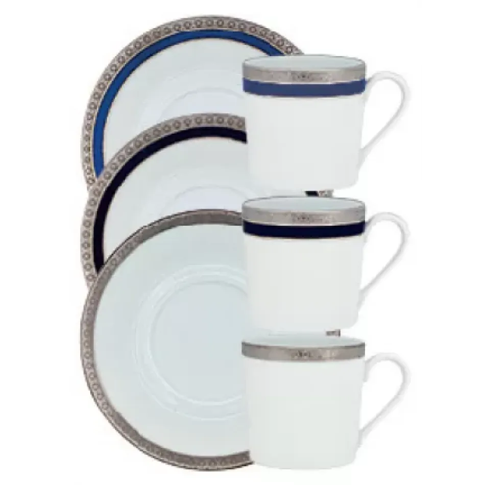 Symphonie Blue/Platinum Coffee Cup & Saucer 12.8 Cm 7.5 Cl