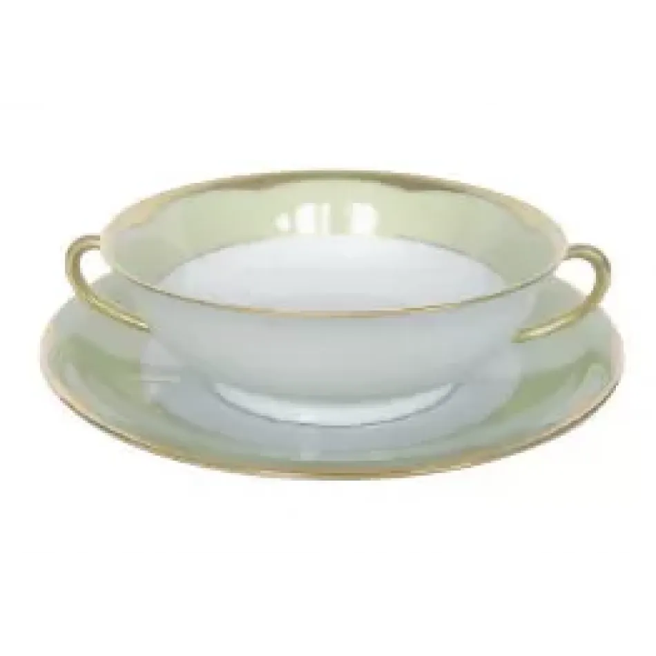 Barbara Barry Illusion Mint/Platinum Soup Cup & Saucer 16 Cm 15 Cl