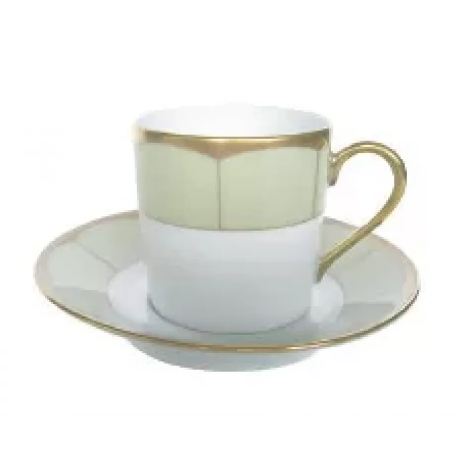 Barbara Barry Illusion Mint/Platinum Coffee Cup & Saucer 12.8 Cm 7.5 Cl