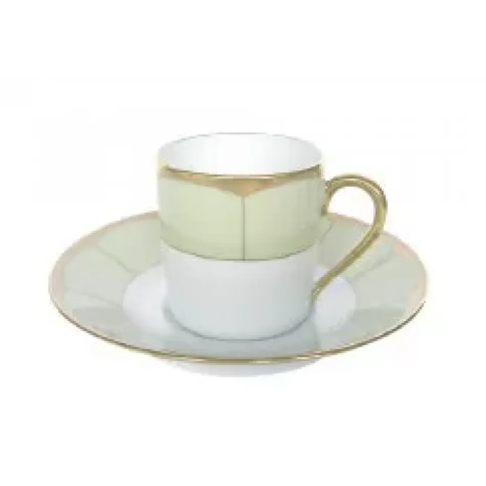 Barbara Barry Illusion Mint/Platinum Espresso Cup & Saucer 12 Cm 5.5 Cl