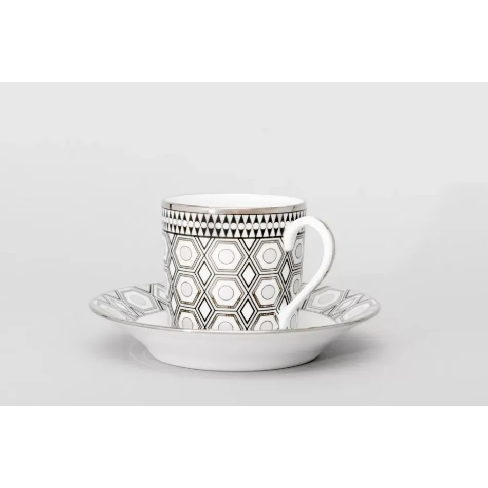 Martyn Lawrence Bullard Hollywood Grey/Platinum Coffee Cup & Saucer 12.8 Cm 7.5 Cl