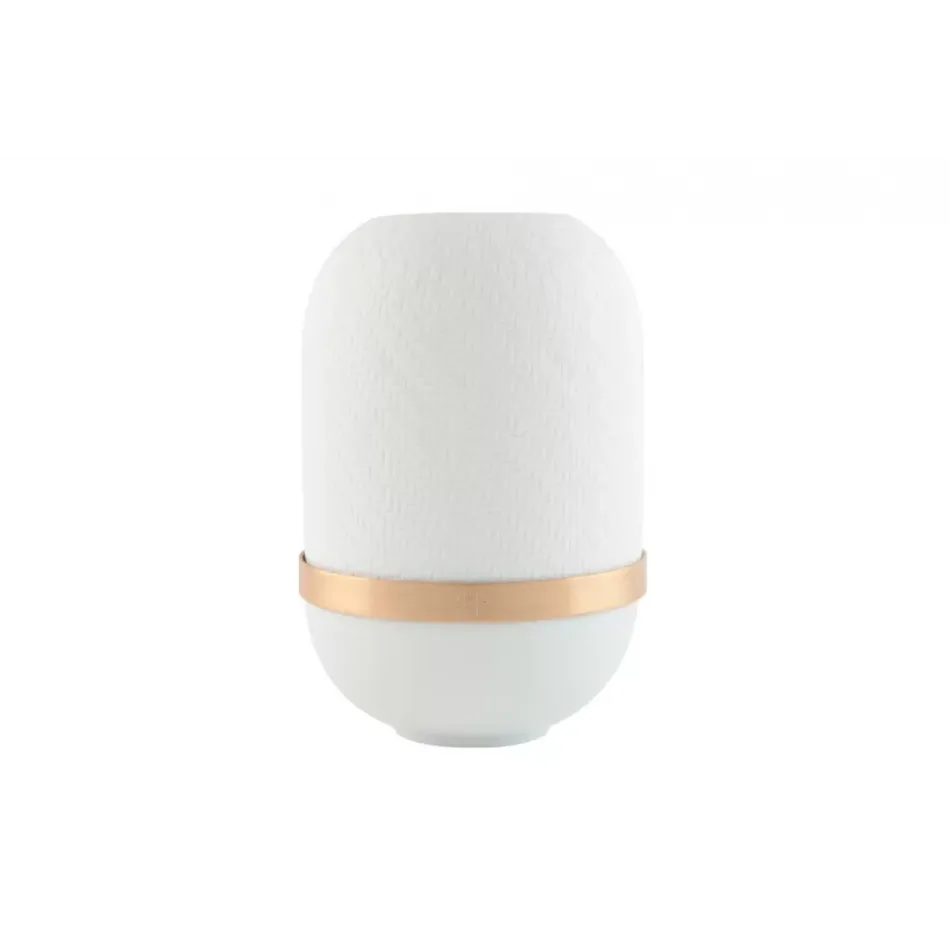 Canevas Large Candle Holder Golden Band White/ 8.3 Cm