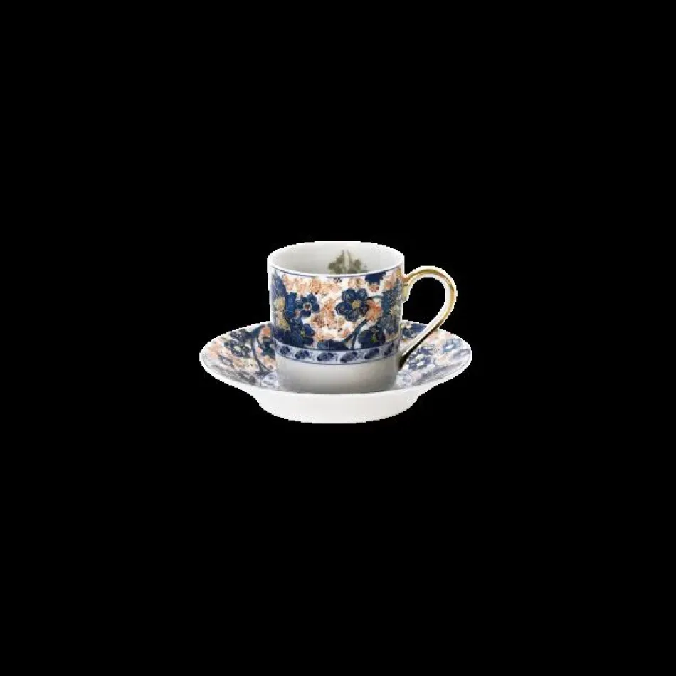 Dammouse Blue/Gold Coffee Cup & Saucer