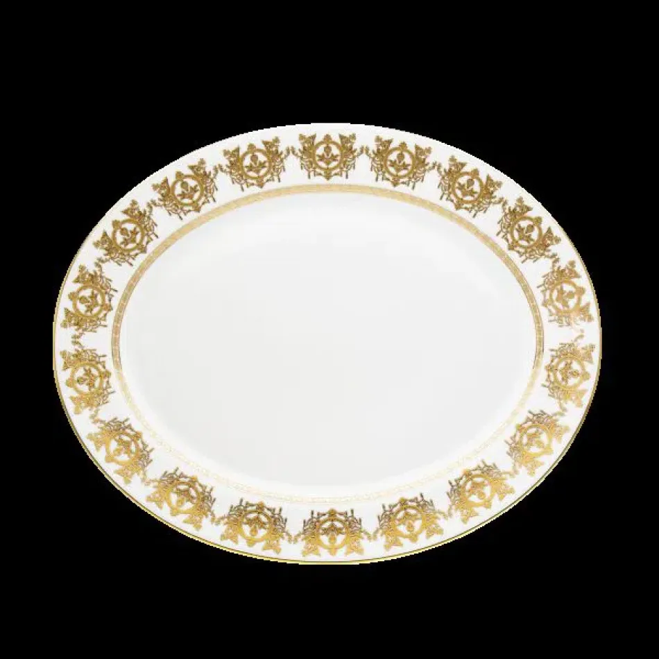 Ritz Imperial White/Gold Oval Dish Large (Special Order)