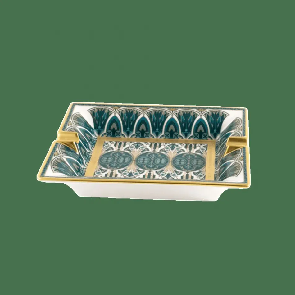 Reves Du Nil Green/Gold Tray 20 Cm X 16.2 Cm