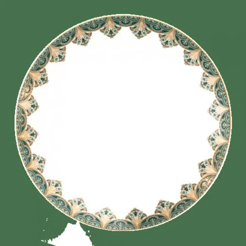 Reves Du Nil Green/Gold Large Dinner Plate Small Frieze Diam 27.8 Cm