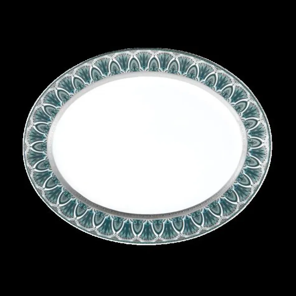 Reves Du Nil Green/Platinum Oval Dish