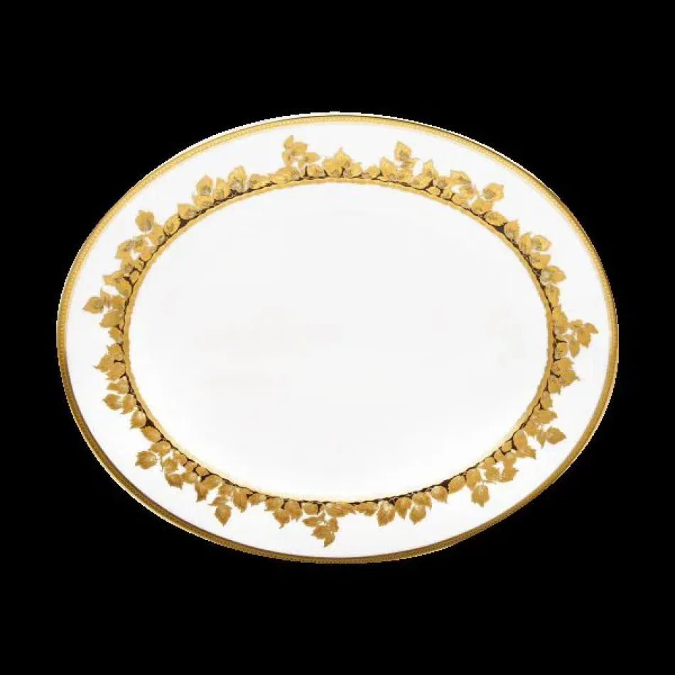 Feuille D'Or White/Gold Oval Dish Large (Special Order)