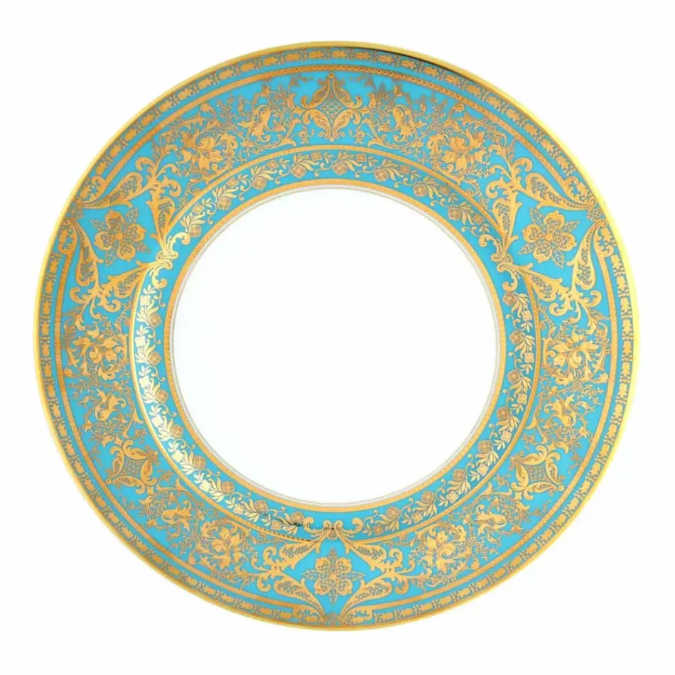 Matignon Pool Blue/Gold Rimless Soup Plate 19 Cm 32 Cl (Special Order)
