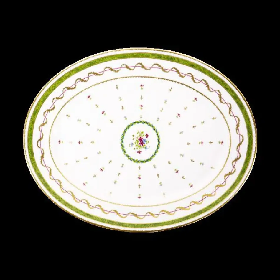 Vieux Paris Vert Green Oval Dish  (Special Order)