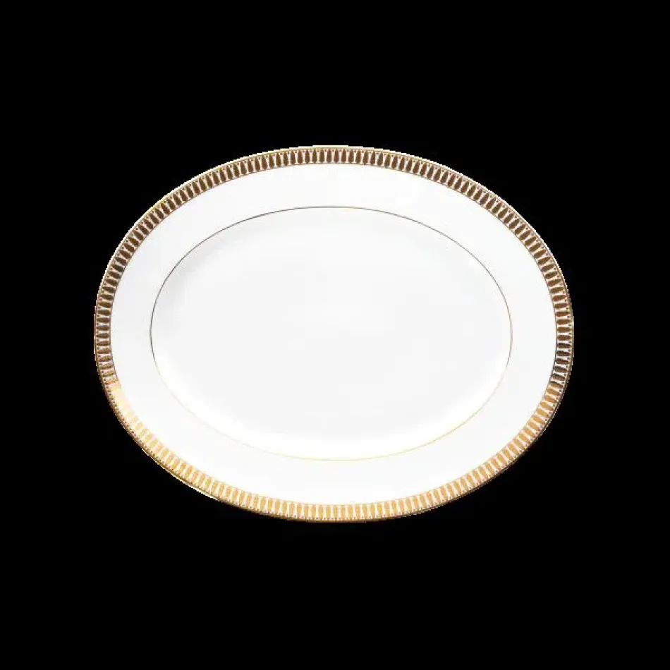 Plumes White/Gold Oval Dish Small