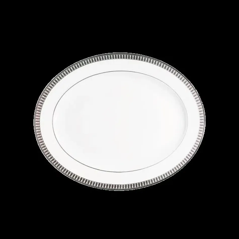 Plumes White/Platinum Oval Dish Small