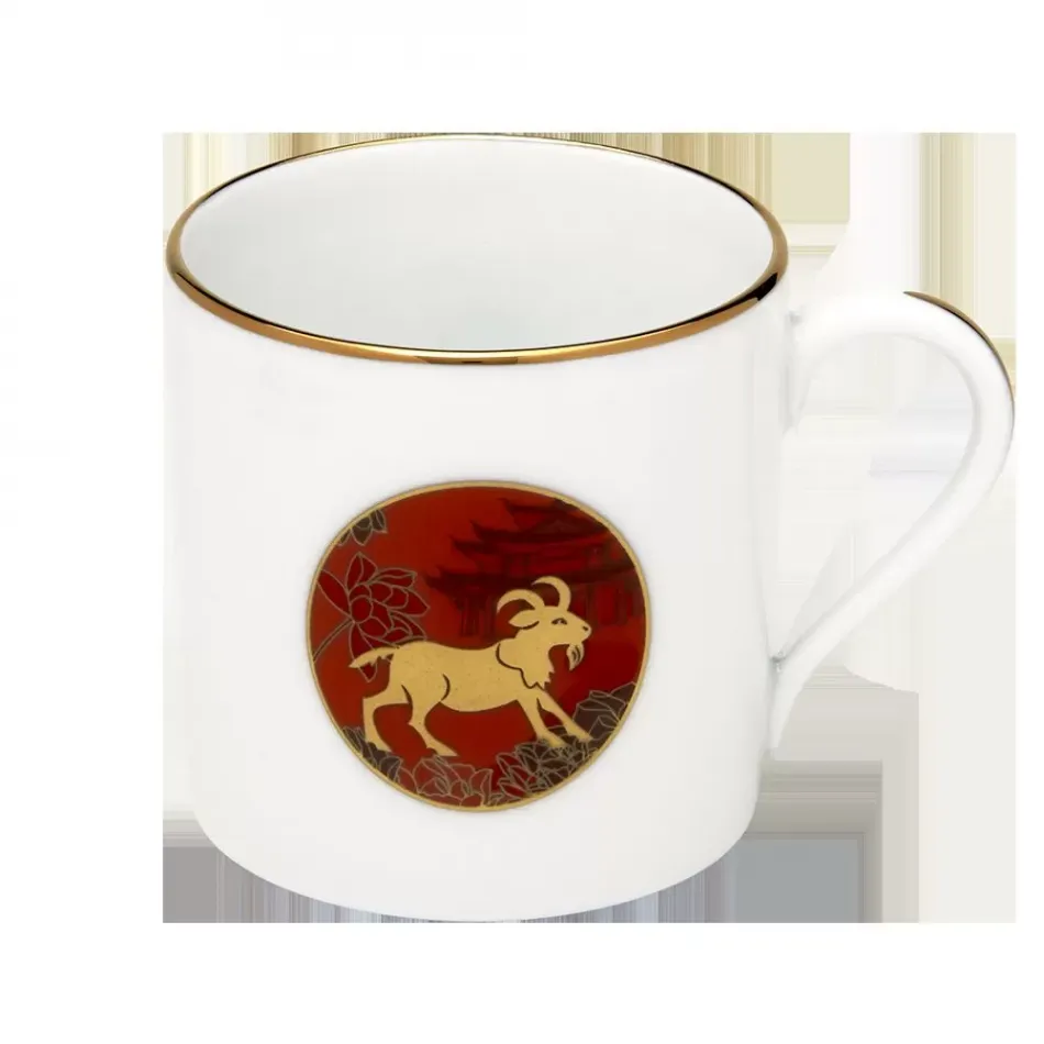 Chinese Horoscope Red/Gold Mini Mug Goat 7 Cm 15 Cl