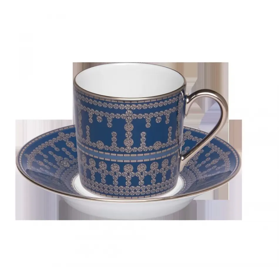 Tiara Prussian Blue/Platinum Coffee Cup & Saucer 12.8 Cm 7.5 Cl (Special Order)