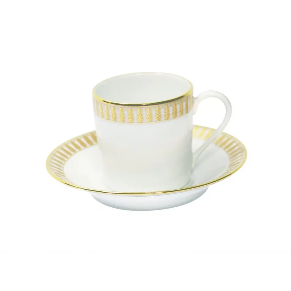 Plumes White/Gold Coffee Cup & Saucer 12.8 Cm 7.5 Cl