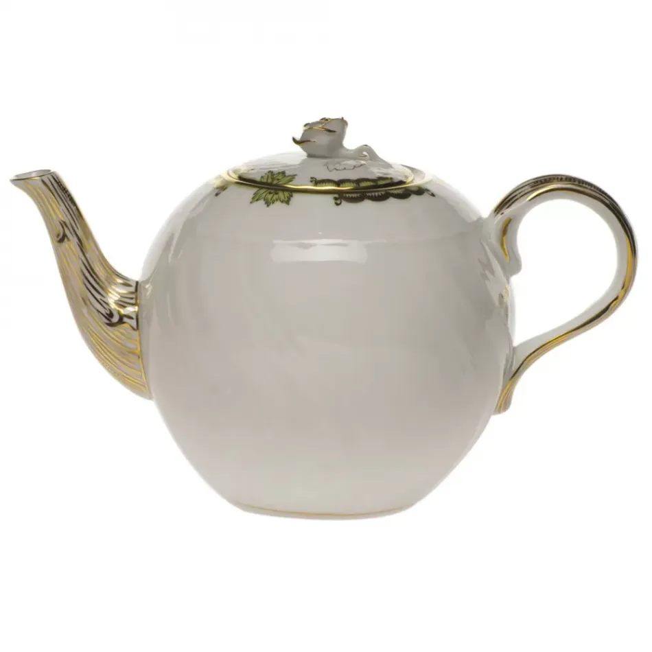 Princess Victoria Green Tea Pot With Rose 36 Oz 5.5 in H