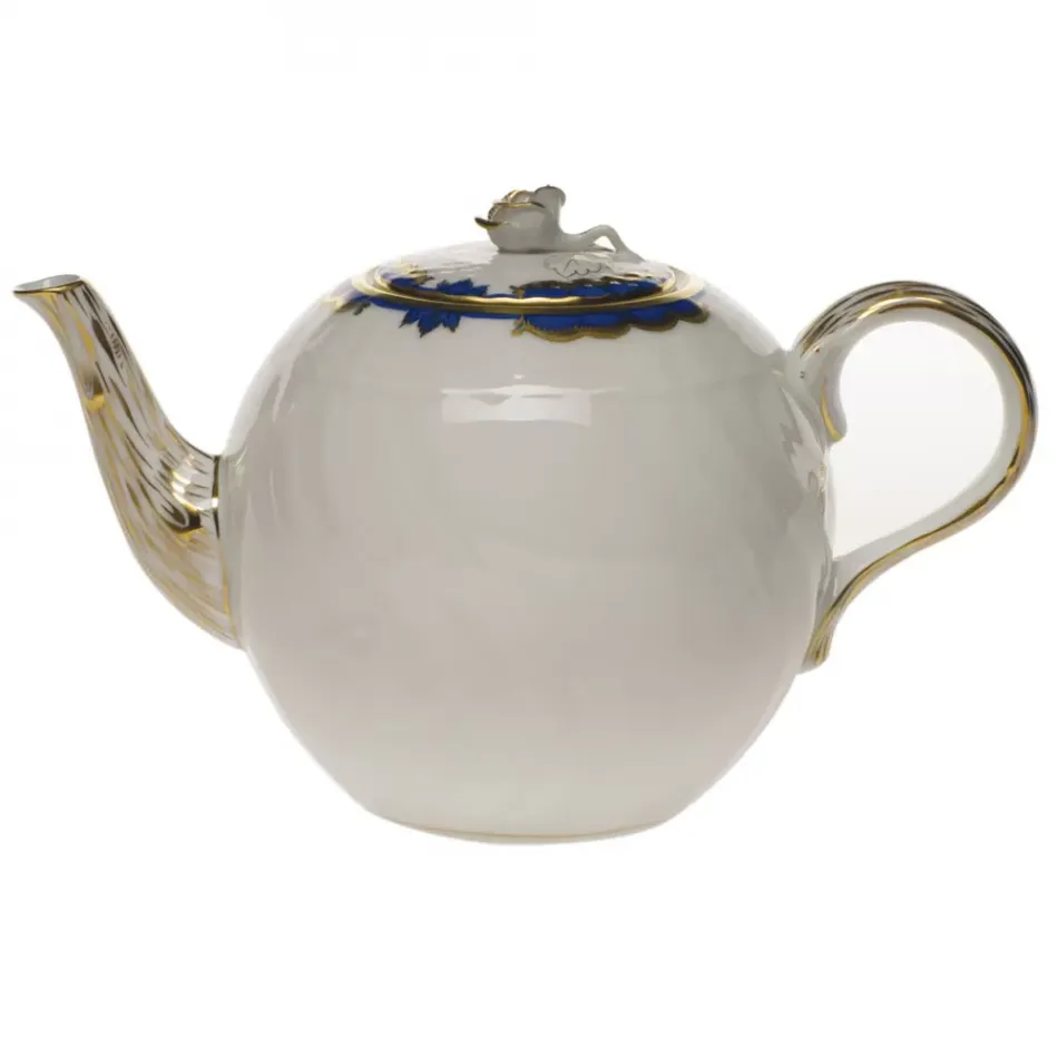 Princess Victoria Blue Tea Pot With Rose 36 Oz 5.5 in H