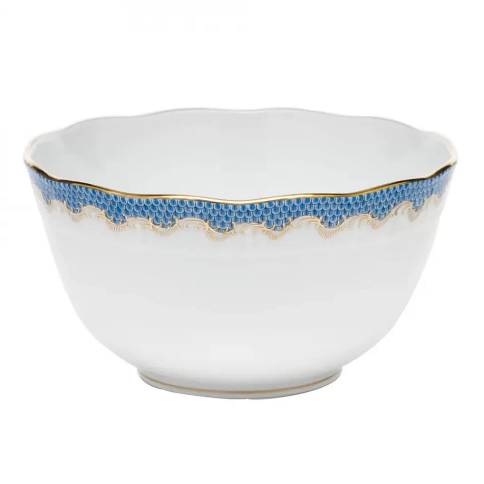 Fish Scale Blue Round Bowl 3.5 Pt 7.5 in D