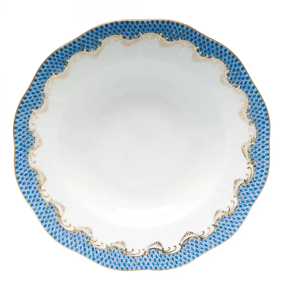 Fish Scale Blue Rim Soup Plate 8 in D