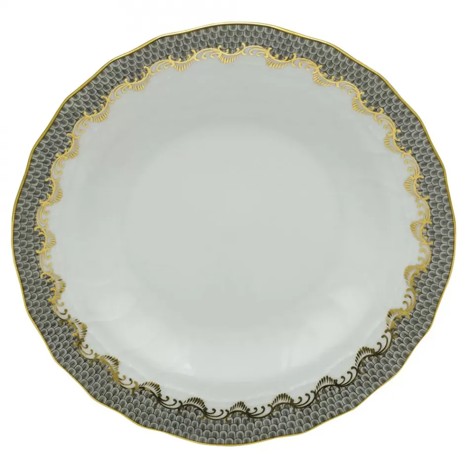 Fish Scale Gray Rim Soup Plate 8 in D