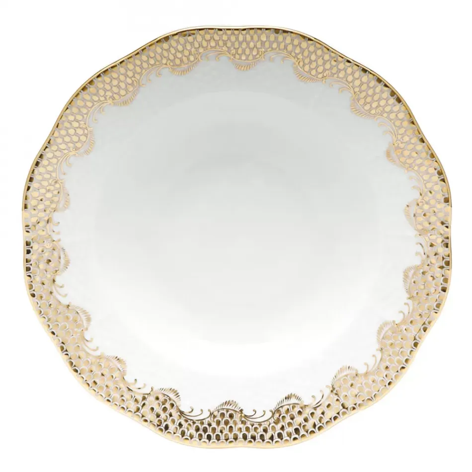 Fish Scale Gold Rim Soup Plate 8 in D