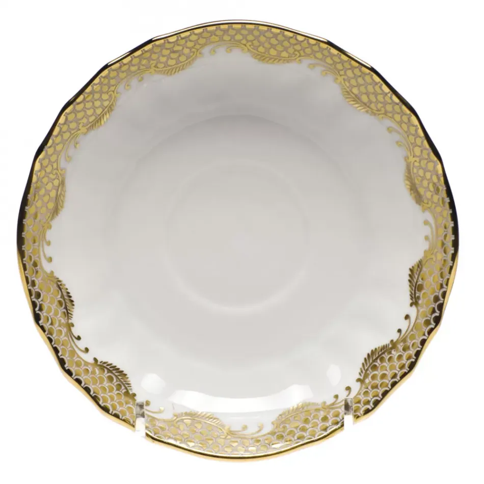 Fish Scale Gold Canton Saucer 5.5 in D