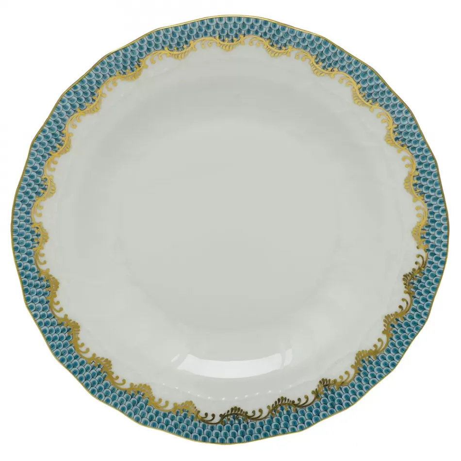 Fish Scale Turquoise Dessert Plate 8.25 in D