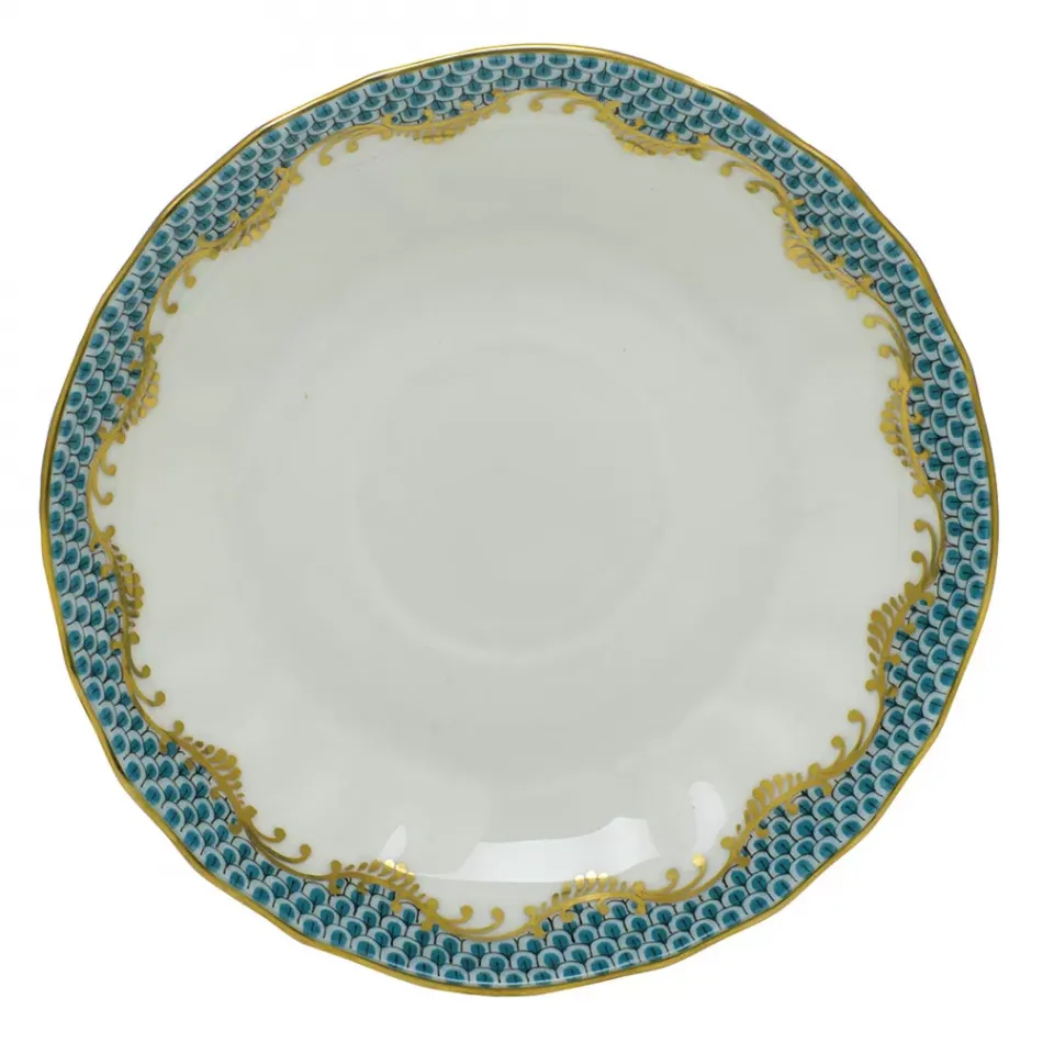 Fish Scale Turquoise Canton Saucer 5.5 in D