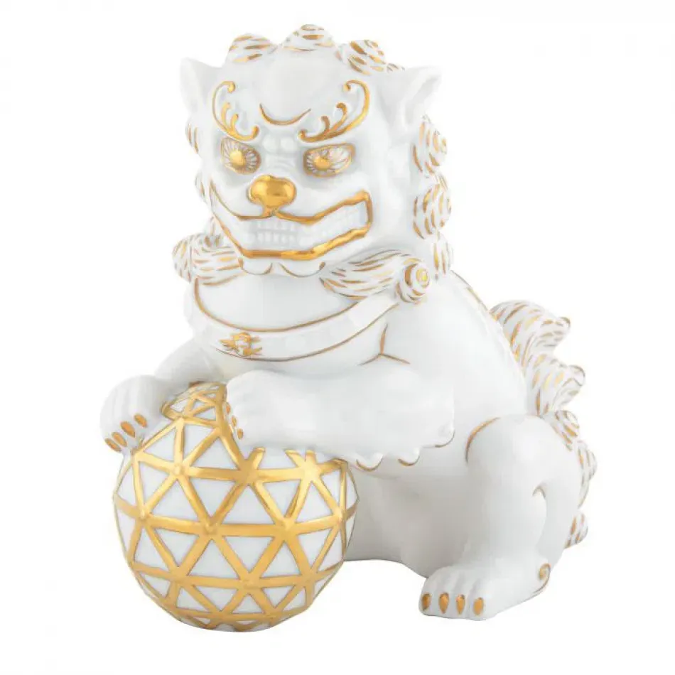 Foo Dog Looking Left Gold 7.5 in L X 4 in W X 7 in H