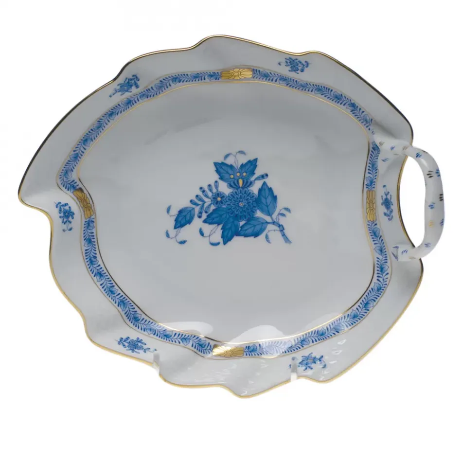 Chinese Bouquet Blue Leaf Dish 7.75 in L