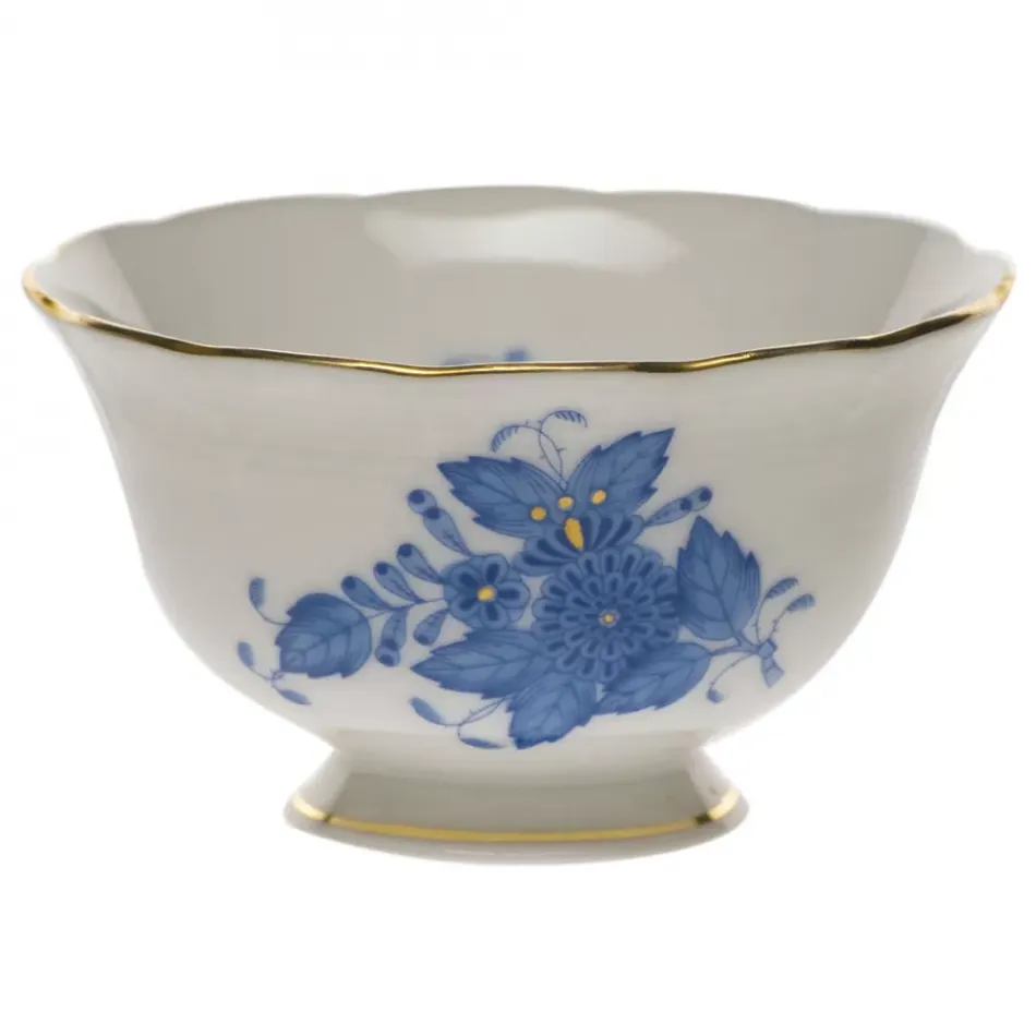 Chinese Bouquet Blue Open Sugar Bowl 3 in D X 1.5 in H