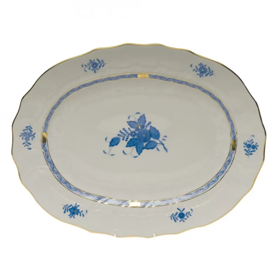 Chinese Bouquet Blue Platter 17 in L X 12.5 in W