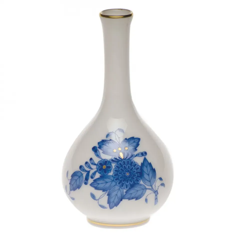 Chinese Bouquet Blue Small Bud Vase 3.5 in H